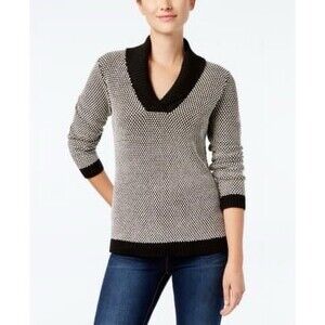 Charter Club Black and White V-Neck Sweater